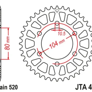 Tovární Cena Hliníková řetězová rozeta JT JTA 478-46BLK 46 zubů, 520 černá