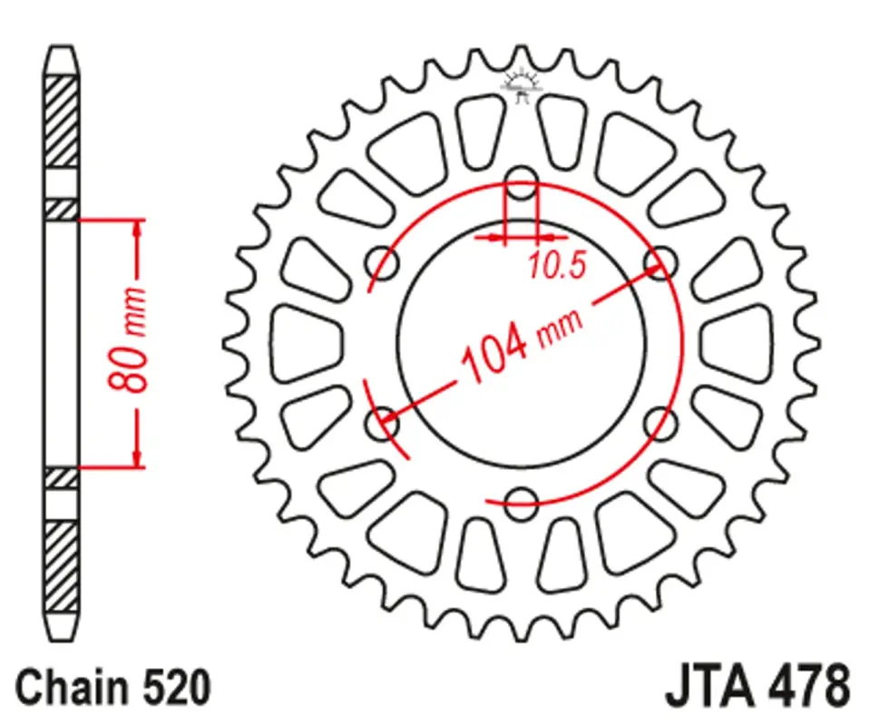 Tovární Cena Hliníková řetězová rozeta JT JTA 478-46BLK 46 zubů, 520 černá