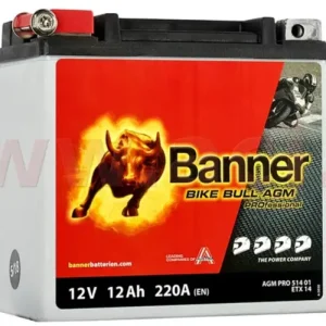 Levný baterie 12V, ETX 14, 12Ah, 220A, BANNER Bike Bull AGM PRO 150x88x145