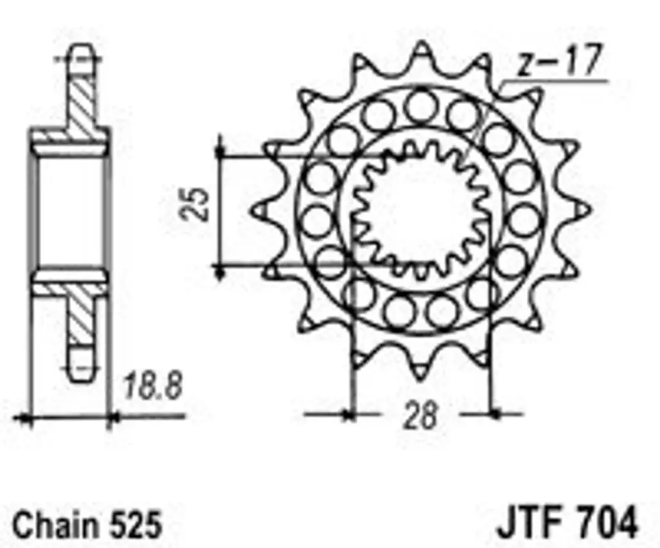 Řetězové kolečko JT JTF 704-15RB 15 zubů, 525 pogumované Jen Po Omezenou Doba