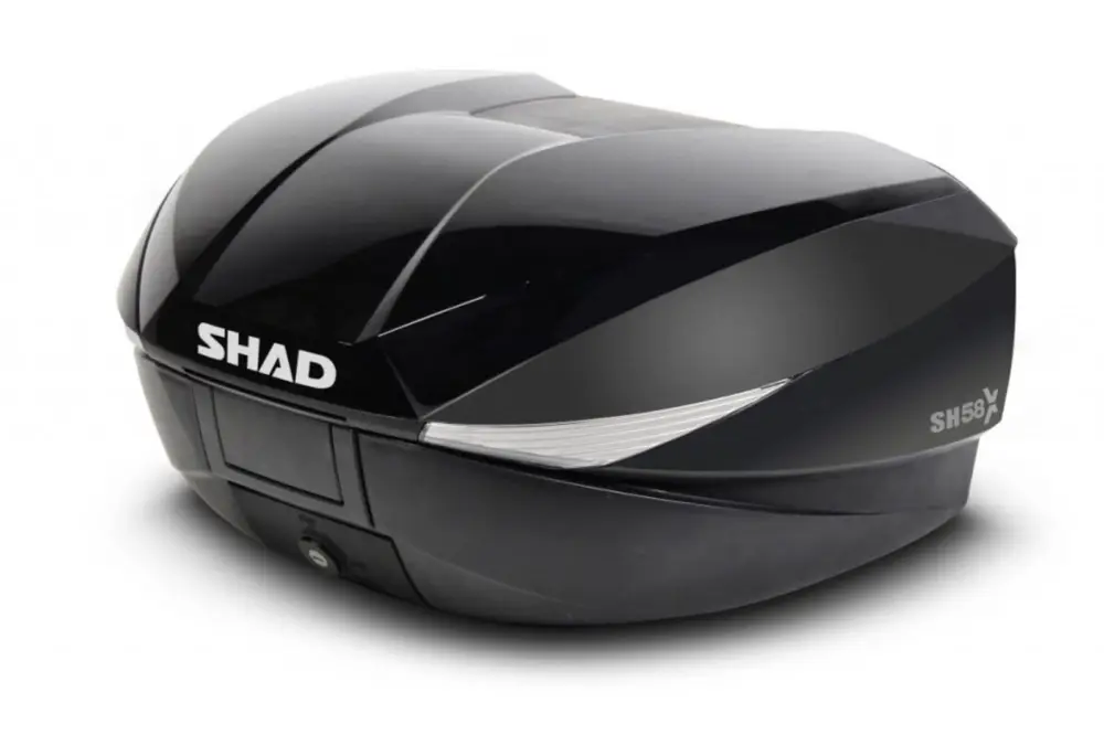 Nejprodávanější Vrchní kufr na motorku s barevným krytem SHAD SH58X Lesklá černá se zámkem PREMIUM