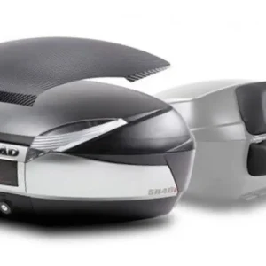 Cenová Bomba Vrchní kufr na motorku SHAD SH48 D0B48406R Nový titan s opěrkou, karbonový kryt a zámek PREMIUM SMART