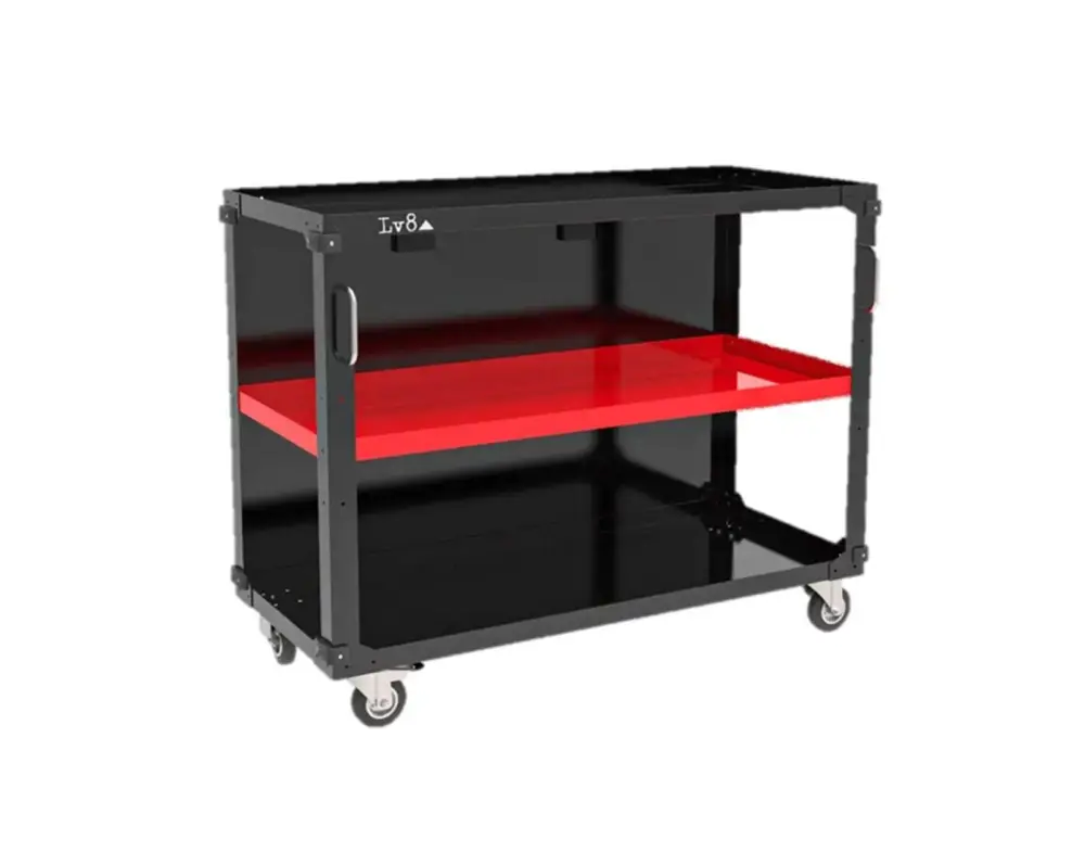 Bezpečná Platba Trolley with 3 shelves LV8 EQC3RS.1105.R L1200 black with red shelves