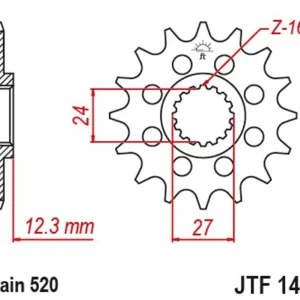 Tovární Cena Řetězové kolečko JT JTF 1444-16 16 zubů, 520