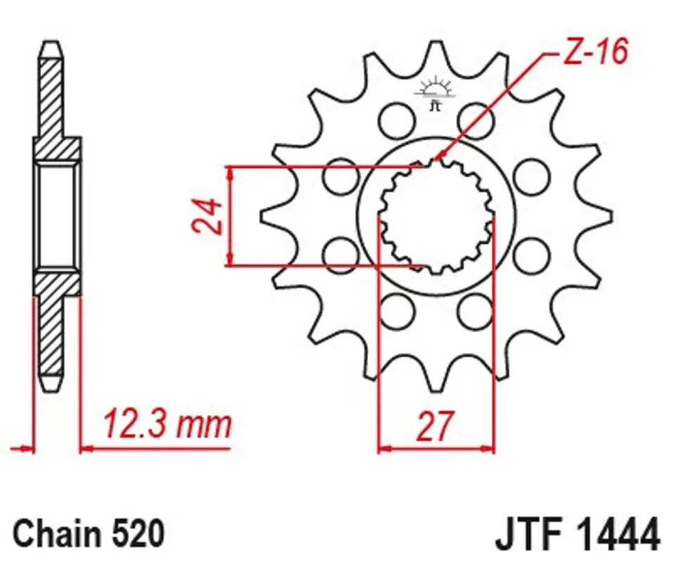 Tovární Cena Řetězové kolečko JT JTF 1444-16 16 zubů, 520