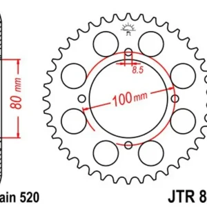 Výprodej Řetězová rozeta JT JTR 819-47 47 zubů, 520