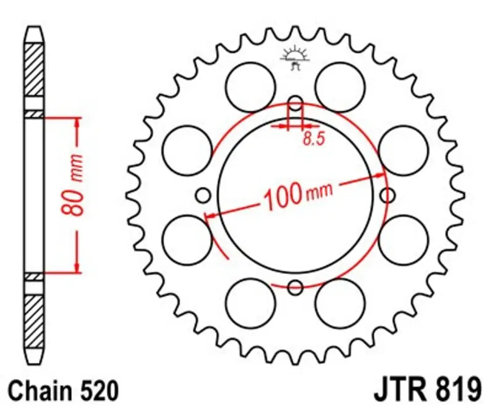 Výprodej Řetězová rozeta JT JTR 819-47 47 zubů, 520