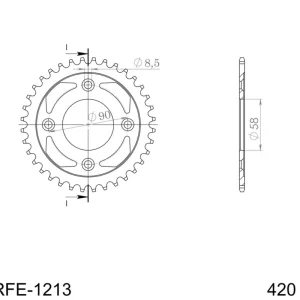 Řetězová rozeta SUPERSPROX RFE-1213:36-BLK černý 36 zubů, 420 Must-Have