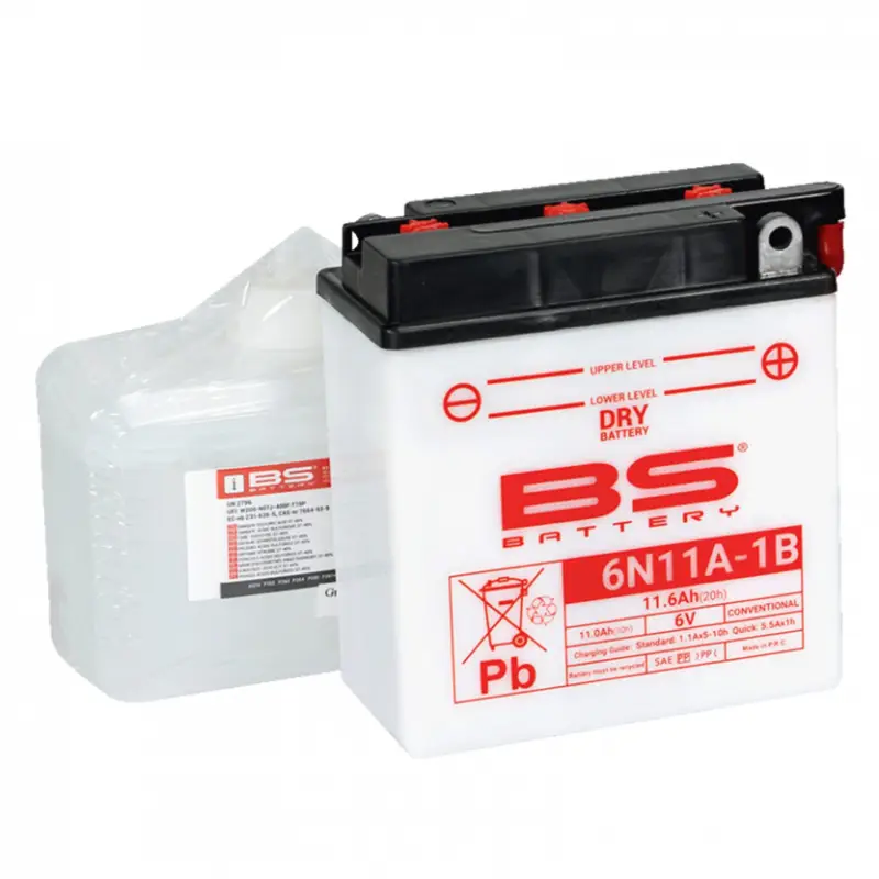 Konvenční motocyklová baterie BS-BATTERY 6N11A-1B Včetně balení kyseliny Cenově Výhodný