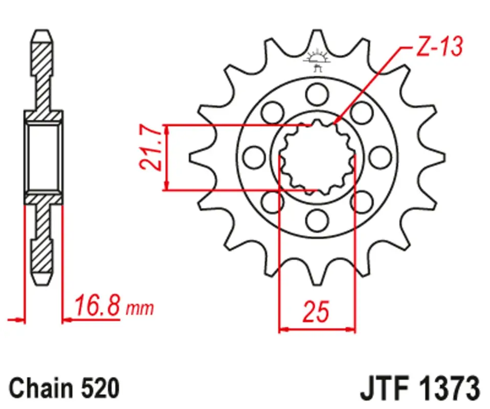 Řetězové kolečko JT JTF 1373-16 16 zubů, 520 Poslední Šance