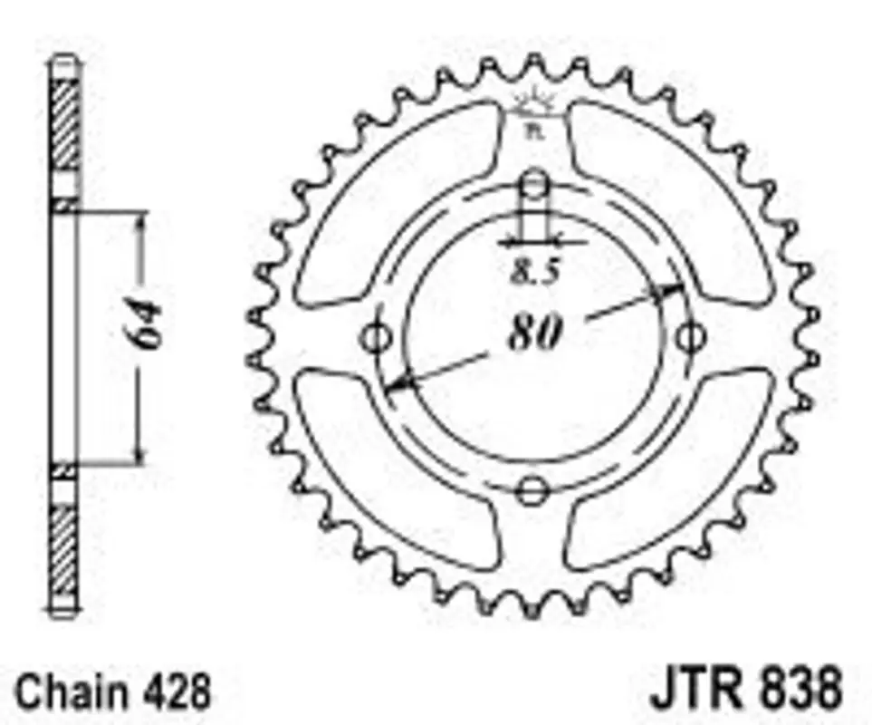Vysoce Kvalitní Řetězová rozeta JT JTR 838-49 49 zubů, 428