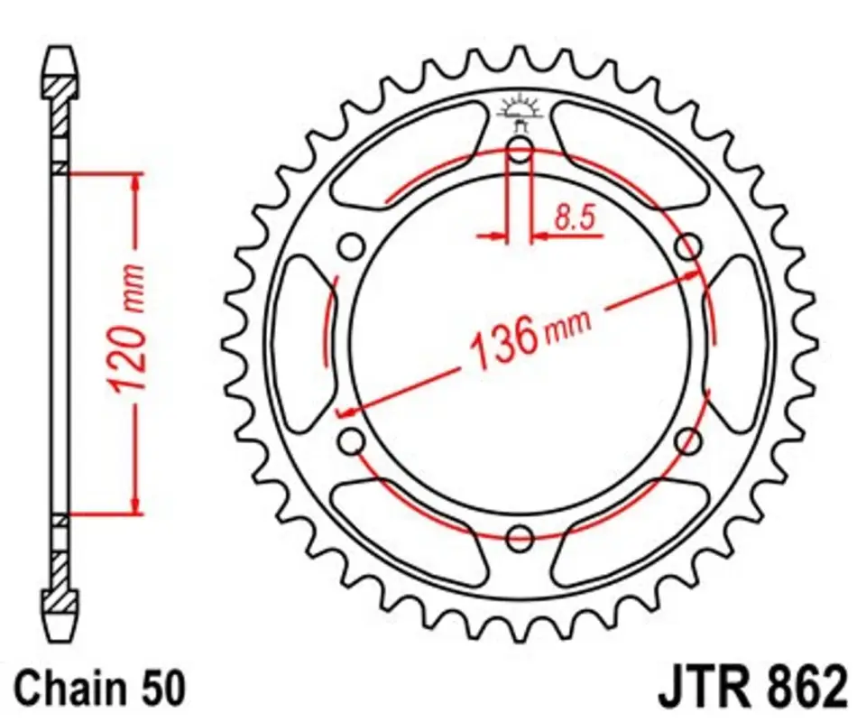 Speciální Cena Řetězová rozeta JT JTR 862-38 38 zubů, 530
