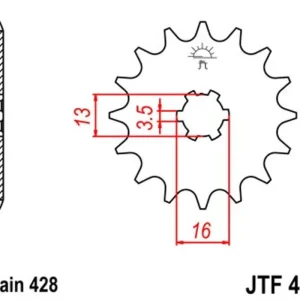 Horká Nabídka Řetězové kolečko JT JTF 428-16 16 zubů, 428