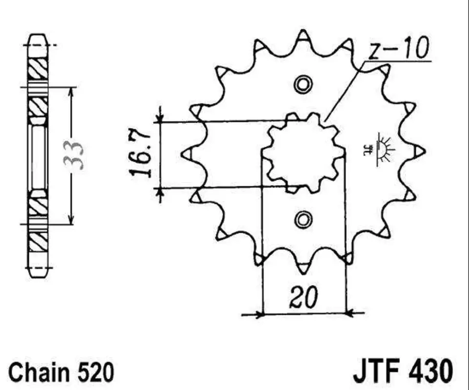 Řetězové kolečko JT JTF 430-12 12 zubů, 520 Zlevněný