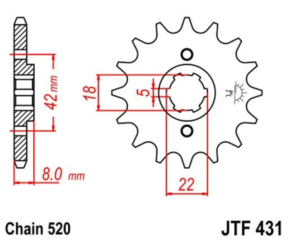 Cenově Výhodný Řetězové kolečko JT JTF 431-14 14 zubů, 520
