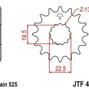 Časově Omezené Řetězové kolečko JT JTF 433-15 15 zubů, 525
