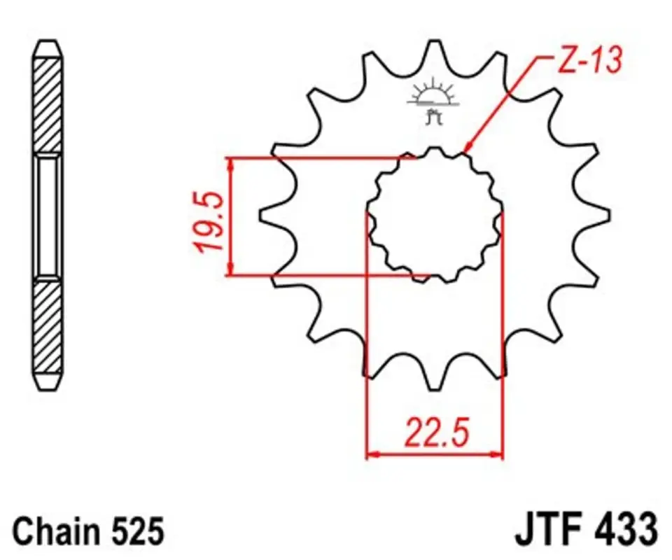 Časově Omezené Řetězové kolečko JT JTF 433-15 15 zubů, 525