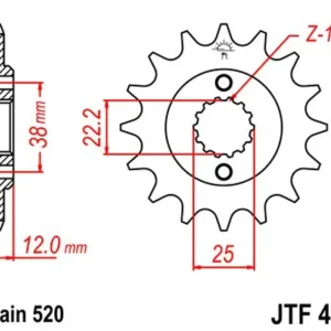 Speciální Cena Řetězové kolečko JT JTF 495-15 15 zubů, 520