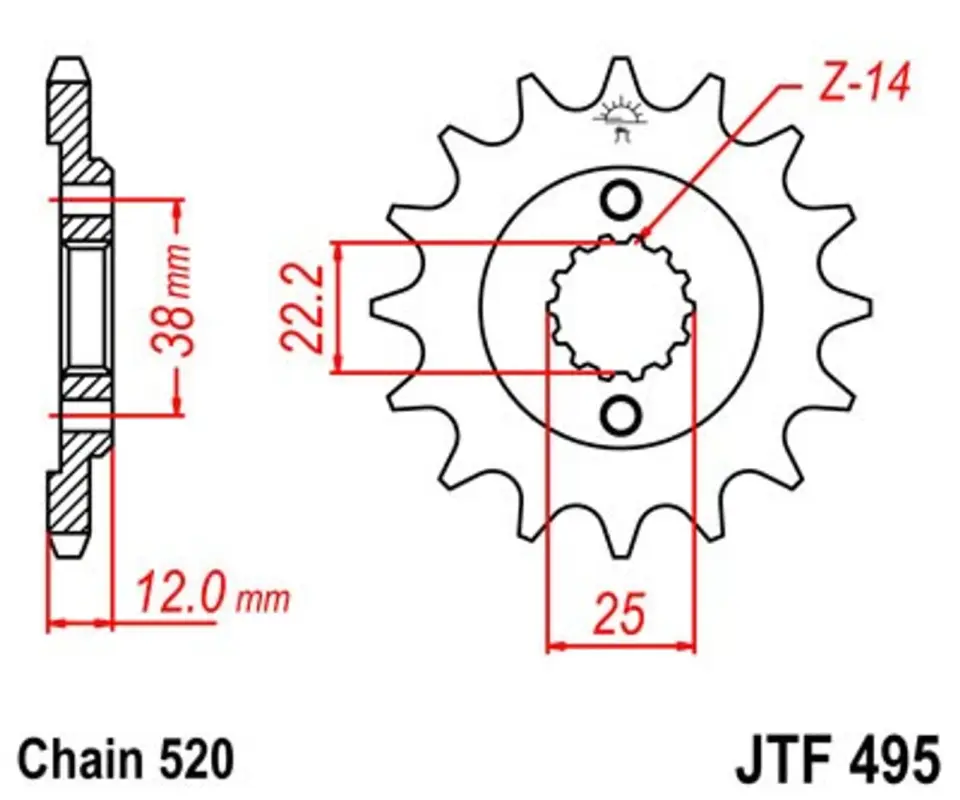 Speciální Cena Řetězové kolečko JT JTF 495-15 15 zubů, 520