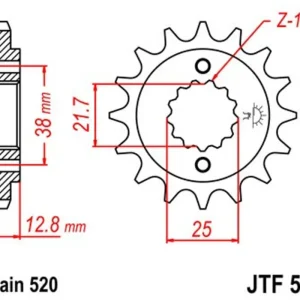 Sleva Řetězové kolečko JT JTF 511-14 14 zubů, 520