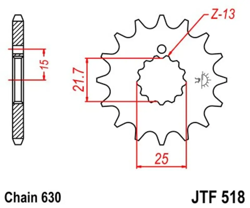 Tovární Cena Řetězové kolečko JT JTF 518-16 16 zubů, 630