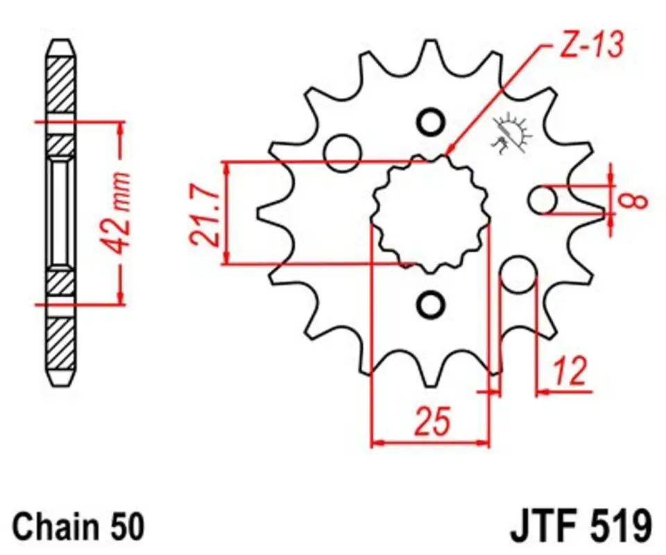 Výhodná Nabídka Řetězové kolečko JT JTF 519-16 16 zubů, 530