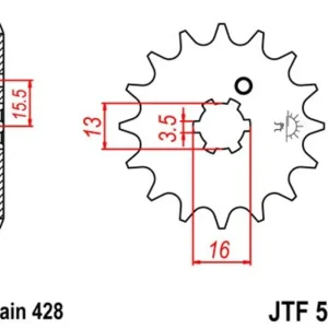 Zlevněný Řetězové kolečko JT JTF 542-15 15 zubů, 428