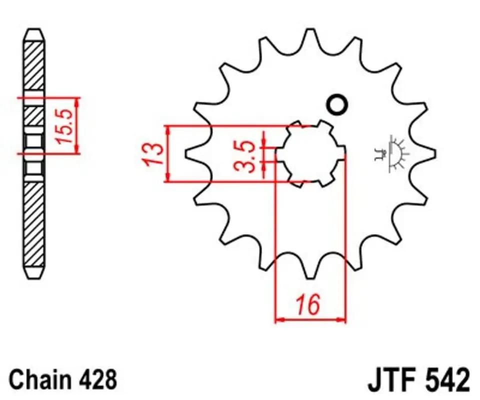 Zlevněný Řetězové kolečko JT JTF 542-15 15 zubů, 428