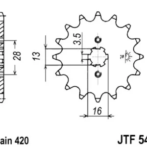 Speciální Cena Řetězové kolečko JT JTF 547-13 13 zubů, 420