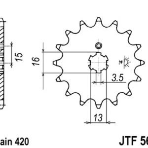 Super Cena Řetězové kolečko JT JTF 561-16 16 zubů, 420
