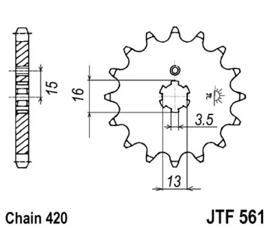 Super Cena Řetězové kolečko JT JTF 561-16 16 zubů, 420
