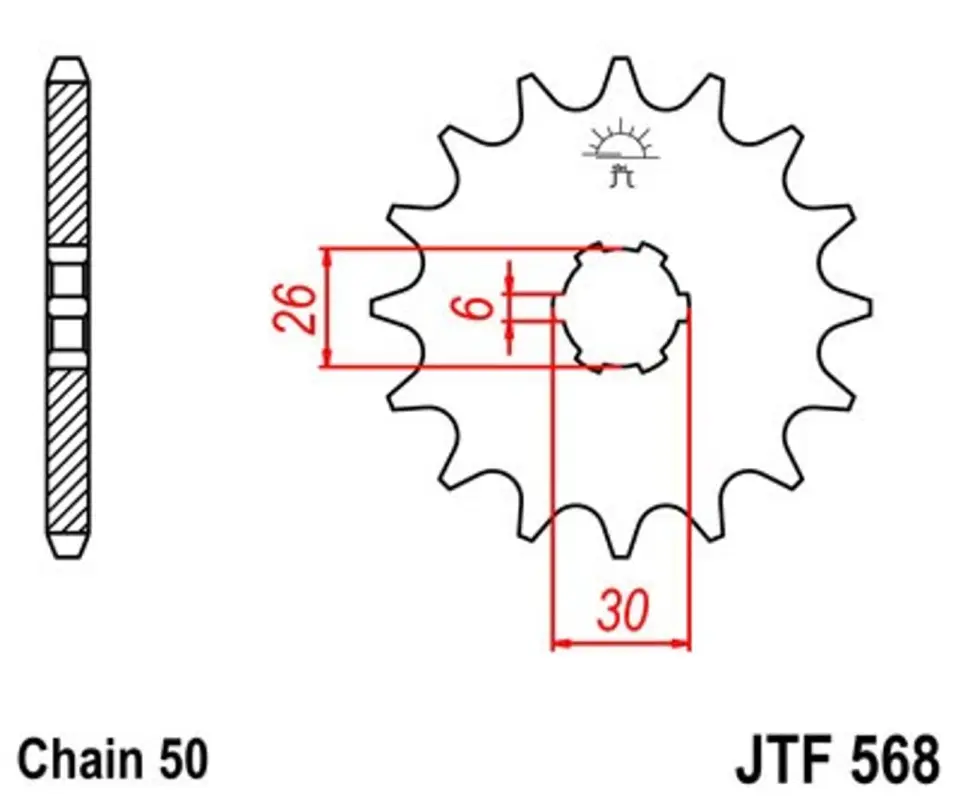 Akce Řetězové kolečko JT JTF 568-16 16 zubů, 530