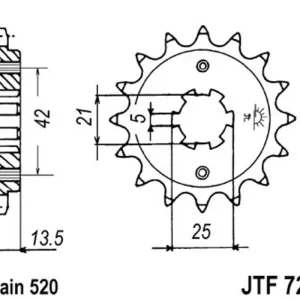 Vysoce Kvalitní Řetězové kolečko JT JTF 723-14 14 zubů, 520