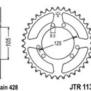 Výhodná Nabídka Řetězová rozeta JT JTR 1134-52 52 zubů, 428