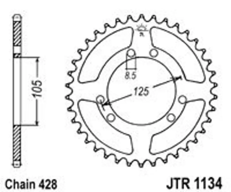 Výhodná Nabídka Řetězová rozeta JT JTR 1134-52 52 zubů, 428