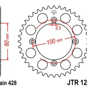 Značkový Řetězová rozeta JT JTR 1204-50 50 zubů, 428