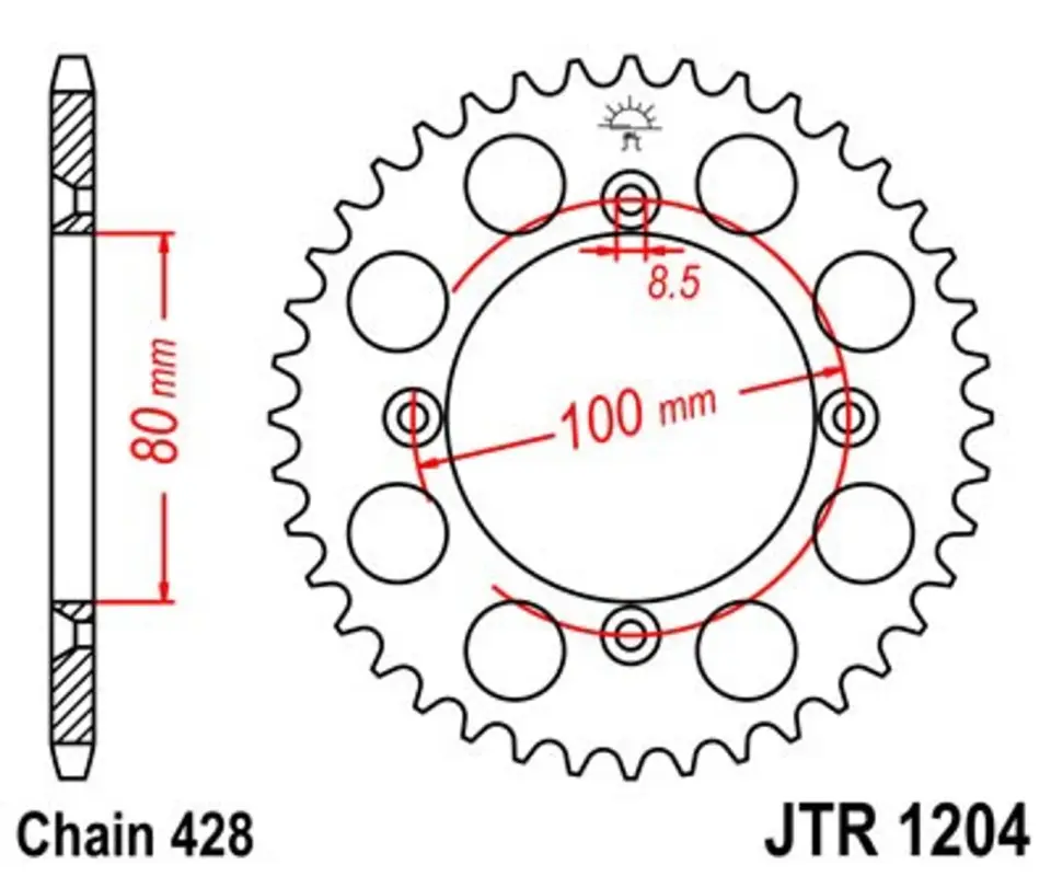 Značkový Řetězová rozeta JT JTR 1204-50 50 zubů, 428