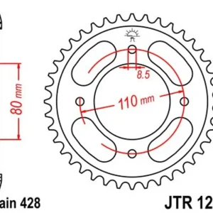 Značkový Řetězová rozeta JT JTR 1219-42 42 zubů, 428
