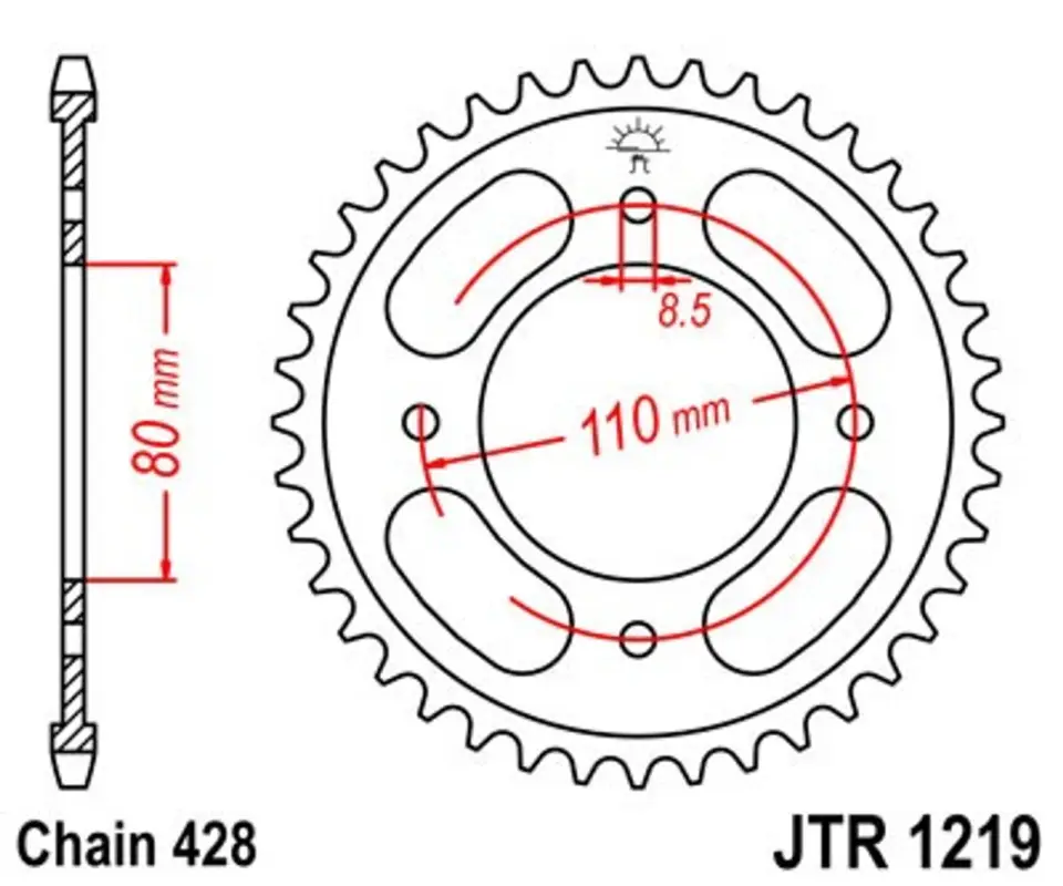 Značkový Řetězová rozeta JT JTR 1219-42 42 zubů, 428