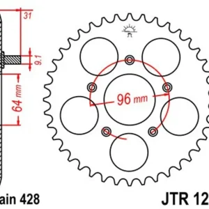 Značkový Řetězová rozeta JT JTR 1250-48 48 zubů, 428