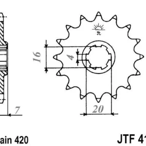 Řetězové kolečko JT JTF 413-12 12 zubů, 420 Nejlepší Volba