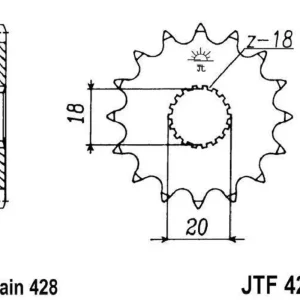 Vysoce Kvalitní Řetězové kolečko JT JTF 426-14 14 zubů, 428