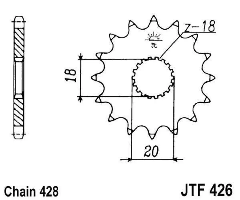 Vysoce Kvalitní Řetězové kolečko JT JTF 426-14 14 zubů, 428