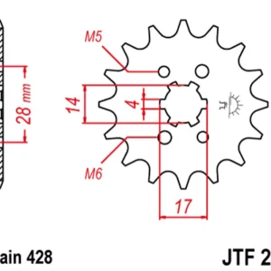 Vysoce Kvalitní Řetězové kolečko JT JTF 277-14 14 zubů, 428
