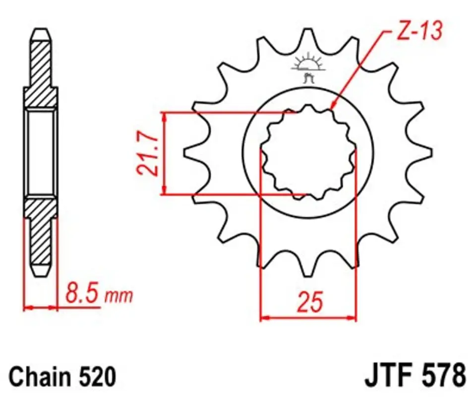 Víkendová Akce Řetězové kolečko JT JTF 578-14 14 zubů, 520