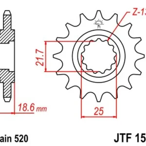 Sezónní Sleva Řetězové kolečko JT JTF 1538-13 13 zubů, 520