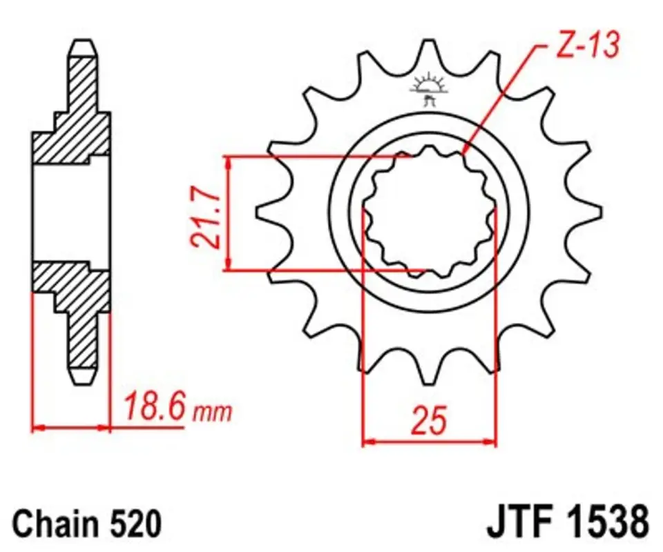 Sezónní Sleva Řetězové kolečko JT JTF 1538-13 13 zubů, 520