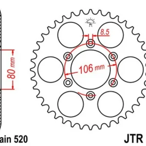 Super Cena Řetězová rozeta JT JTR 22-42 42 zubů, 520