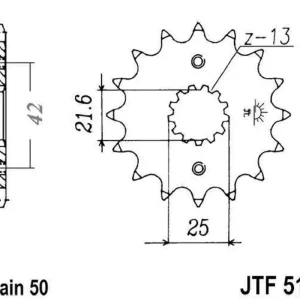 Akce Řetězové kolečko JT JTF 513-15RB 15 zubů, 530 pogumované