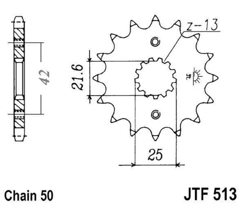 Akce Řetězové kolečko JT JTF 513-15RB 15 zubů, 530 pogumované